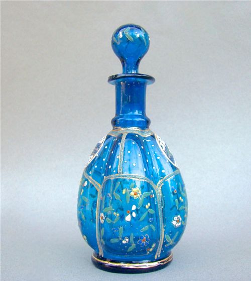 fig 1. VICTORIAN TURQUOISE GILT & ENAMELLED GLASS SCENT BOTTLE, CIRCA 1890
