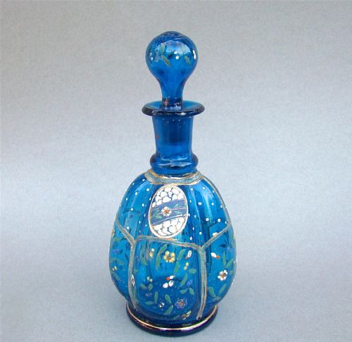 Victorian Turquoise Gilt & Enamelled Glass Scent Bottle, Circa 1890