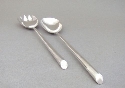fig 2. PAIR OF GEORGE V SOLID SILVER SALAD SERVERS BY JOHN GRINSELL & SONS, BIRMINGHAM 1912