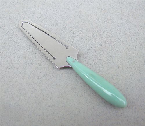 Unusual George V Silver and Pale Green Bakelite Bookmark by Charles Horner, Chester 1912