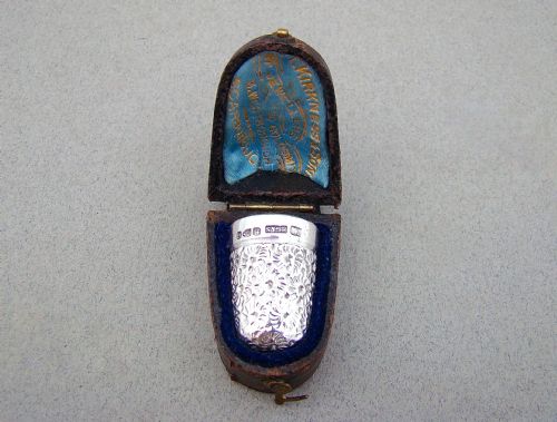 fig 1. CASED VICTORIAN SILVER THIMBLE BY HENRY GRIFFITH & SONS LTD, CHESTER 1894