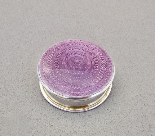Art Deco Silver and Guilloche Enamel Pill Box by Cohen & Charles, Birmingham 1920