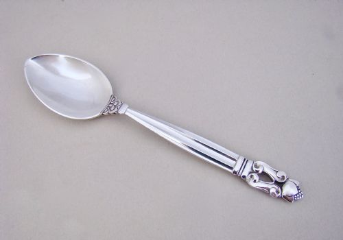 Georg Jensen Sterling Silver Acorn Pattern Teaspoon, Import Marks for London 1959