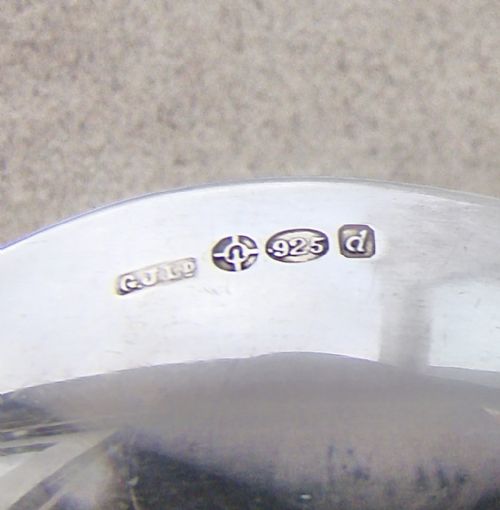 fig 2. GEORG JENSEN STERLING SILVER ACORN PATTERN TEASPOON, IMPORT MARKS FOR LONDON 1959