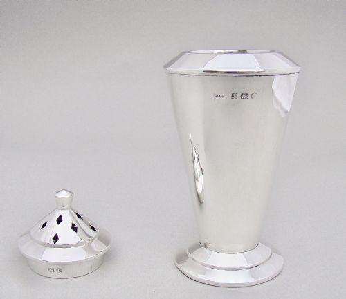 fig 2. ART DECO SILVER SUGAR CASTER BY HASSET & HARPER LTD, BIRMINGHAM 1935