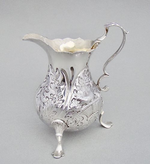 fig 1. GEORGIAN ROCOCO SILVER CREAM JUG , LONDON 1760