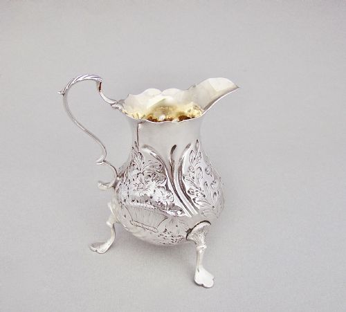 fig 3. GEORGIAN ROCOCO SILVER CREAM JUG , LONDON 1760