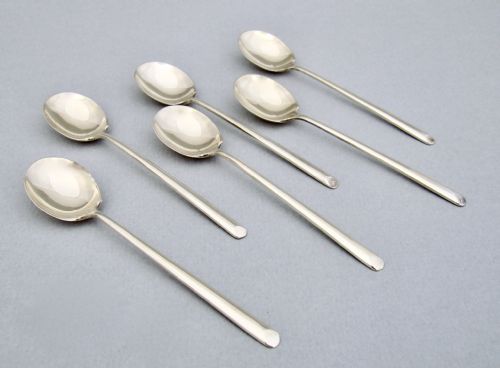 fig 2. CASED SET OF SIX SILVER GILT DEMI-TASSE COFFEE SPOONS BY JAMES DIXON & SONS, SHEFFIELD 1926