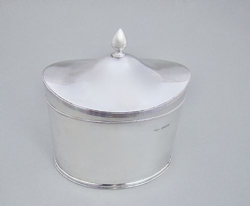 fig 1. SUPERB GEORGE V SILVER TEA CADDY BY JAMES DIXON & SONS, SHEFFIELD 1912