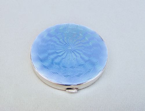 Art Deco Silver and Guilloche Enamel Compact by W. I. Broadway & Co,  Birmingham 1932