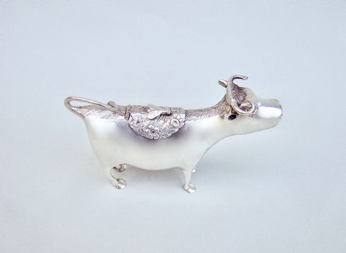fig 1. EXQUISITE 19TH C. DUTCH SILVER COW CREAMER, CIRCA 1890