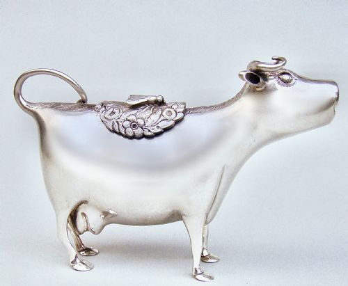 Exquisite 19th C. Dutch Silver Cow Creamer, Circa 1890
