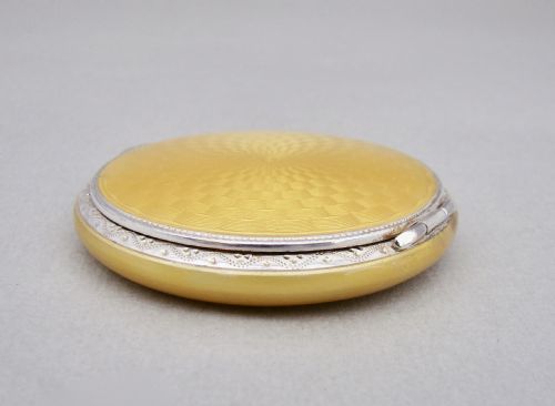 fig 2. FABULOUS ART DECO CONTINENTAL SILVER & GUILLOCHE ENAMEL COMPACT, CIRCA 1920
