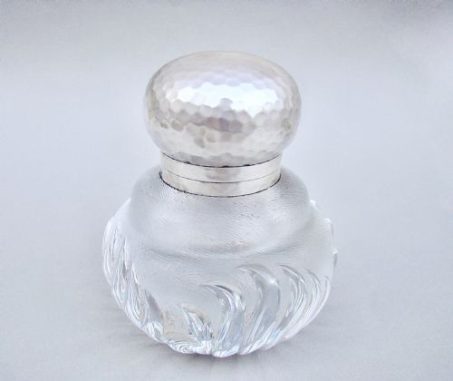 fig 1. GUSTAVE KELLER ARTS & CRAFT SILVER & FROSTED GLASS INKWELL, PARIS CIRCA 1900