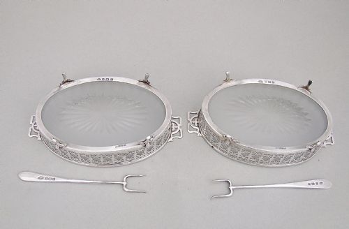 CASED PAIR OF ART DECO SILVER BUTTER DISHES BY THE ADIE BROTHERS BIRMINGHAM 1927 - ADDITIONAL PHOTO 5