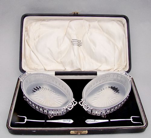 CASED PAIR OF ART DECO SILVER BUTTER DISHES BY THE ADIE BROTHERS BIRMINGHAM 1927 - ADDITIONAL PHOTO 9