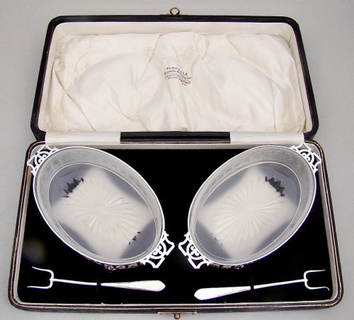 CASED PAIR OF ART DECO SILVER BUTTER DISHES BY THE ADIE BROTHERS BIRMINGHAM 1927 - ADDITIONAL PHOTO 10