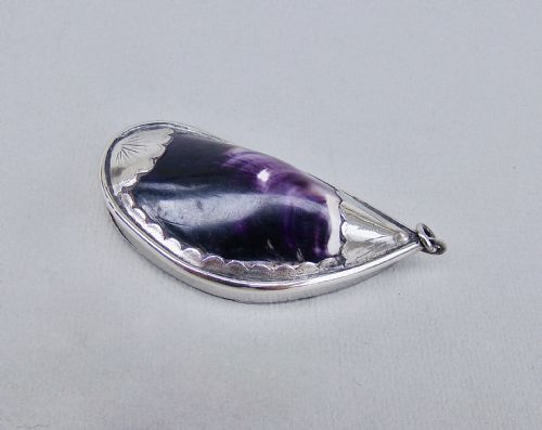 fig 1. UNUSUAL EDWARDIAN SILVER PLATED MASONIC MUSSEL SHELL SNUFF BOX, CIRCA 1900