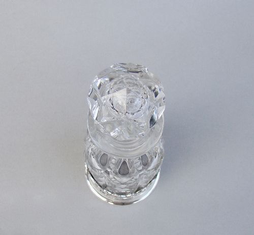 fig 2. EDWARDIAN SILVER CONDIMENT COASTER WITH SLICED-CUT CRYSTAL CONDIMENT BOTTLE, BIRMINGHAM 1901