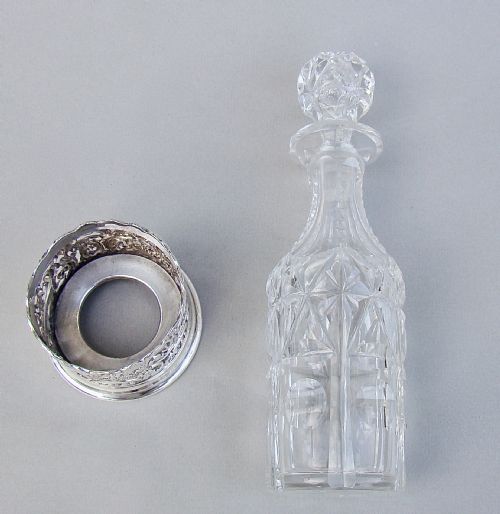 fig 3. EDWARDIAN SILVER CONDIMENT COASTER WITH SLICED-CUT CRYSTAL CONDIMENT BOTTLE, BIRMINGHAM 1901