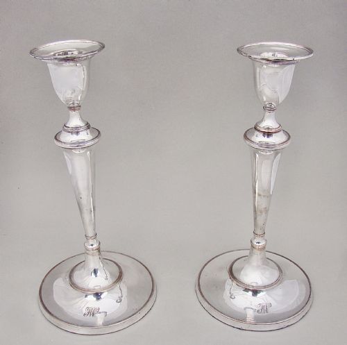 fig 1. PAIR OF GEORGIAN OLD SHEFFIELD PLATE CANDLESTICKS, CIRCA 1820