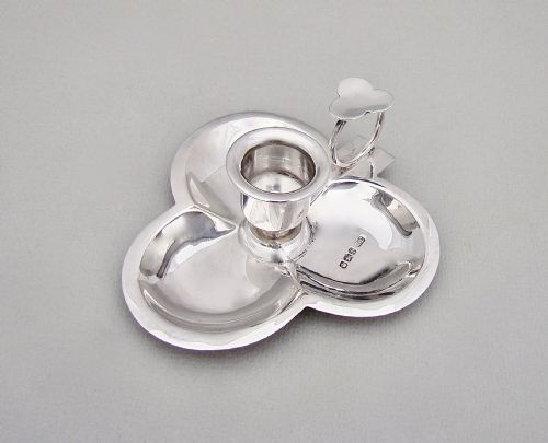 Victorian Novelty Silver "Clover" Chamberstick by the Levesley Brothers, Sheffield 1898
