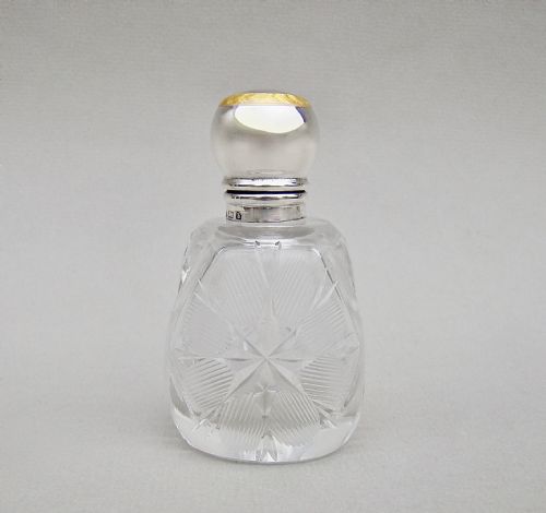 fig 2. EDWARDIAN SILVER & GUILLOCHE ENAMEL CUT GLASS SCENT BOTTLE BY HENRY MATTHEWS, BIRMINGHAM 1901