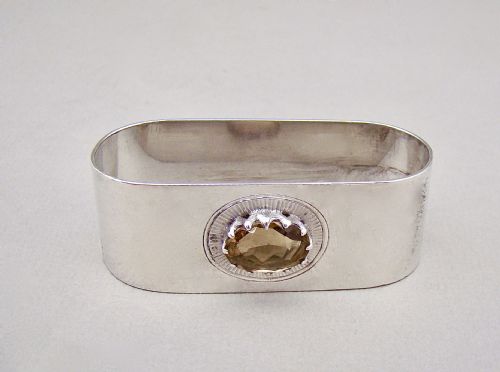 Arts & Craft Silver Napkin Ring Inset with Citrine by Joseph Cook & Son , Birmingham 1931