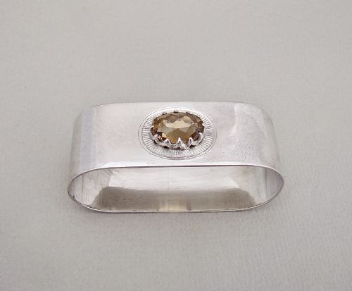 fig 2. ARTS & CRAFT SILVER NAPKIN RING INSET WITH CITRINE BY JOSEPH COOK & SON , BIRMINGHAM 1931