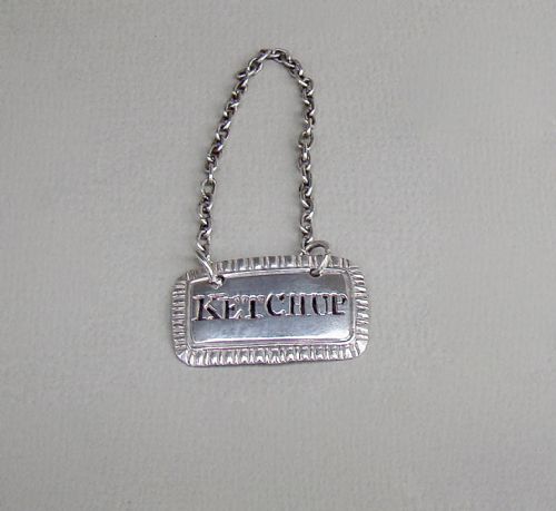 Georgian Silver "Ketchup" Sauce Label, Unmarked, Circa 1800
