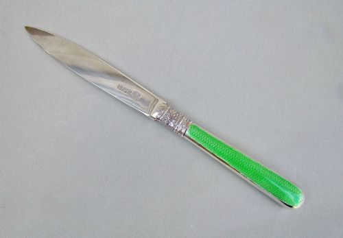 Art Deco Silver and Guilloche Enamel Letter Opener by Frederick Asman & Co, Sheffield 1933