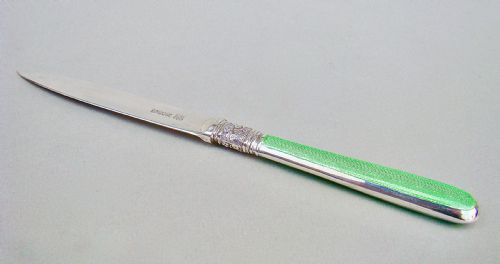 fig 1. ART DECO SILVER AND GUILLOCHE ENAMEL LETTER OPENER BY FREDERICK ASMAN & CO, SHEFFIELD 1933