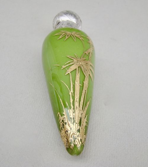 fig 3. FABULOUS VICTORIAN AESTHETIC MOVEMENT SILVER AND OPALINE GILT GLASS SCENT BOTTLE BY HEWETT & CO, BIRMINGHAM 1884