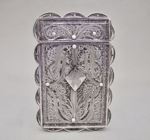 Exquisite Victorian Silver Filigree Card Case, Circa 1880