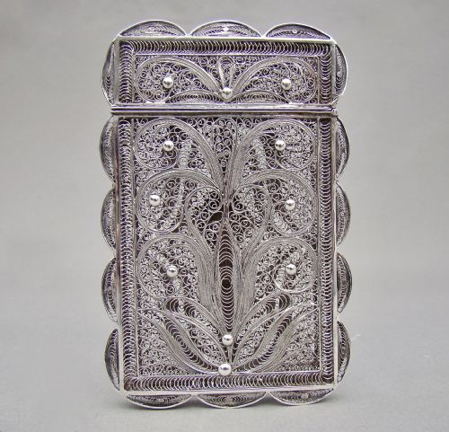 fig 2. EXQUISITE VICTORIAN SILVER FILIGREE CARD CASE, CIRCA 1880