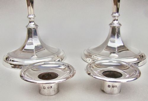 fig 3. ELEGANT PAIR OF EDWARDIAN STERLING SILVER COLUMN CANDLESTICKS BY FORDHAM & FAULKNER, SHEFFIELD 1910