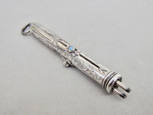 fig 1. UNUSUAL VICTORIAN SILVER TRIPLE LEAD PROPELLING PENCIL BY WILLIAM VALE & SONS, BIRMINGHAM 1896