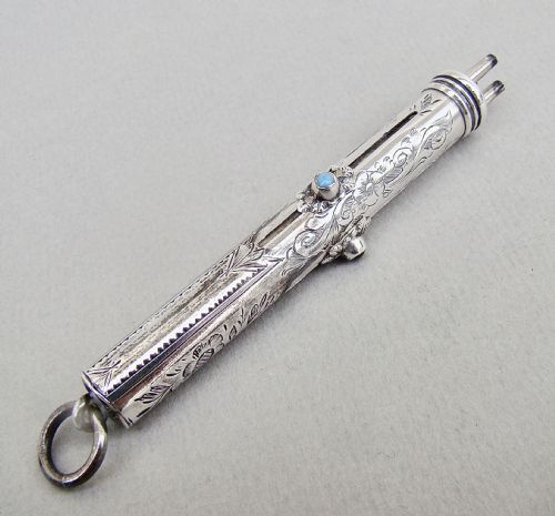 Unusual Victorian Silver Triple Lead Propelling Pencil by William Vale & Sons, Birmingham 1896