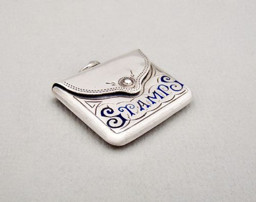 fig 2. ENAMELLED SILVER STAMP CASE BY CRISFORD & NORRIS, BIRMINGHAM 1920