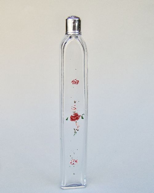 Unusual Georgian Silver and Enamelled Glass Scent Bottle, Circa 1780