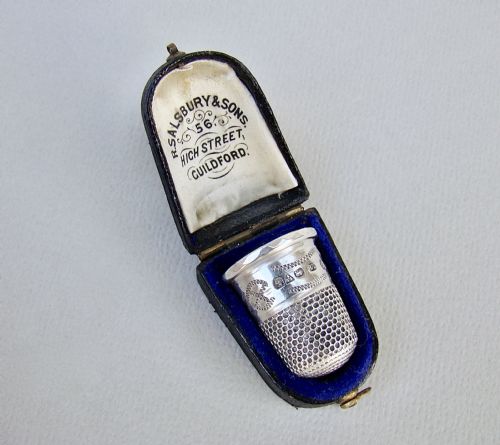Cased George V Silver Thimble by Charles Horner, Chester 1911