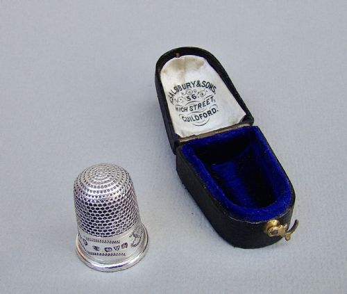 fig 2. CASED GEORGE V SILVER THIMBLE BY CHARLES HORNER, CHESTER 1911