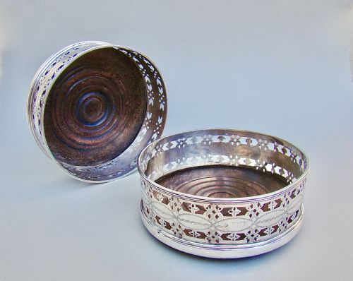 Fabulous Pair of Victorian Sterling Silver Wine Coasters by Thomas Bradbury & Sons, London 1898