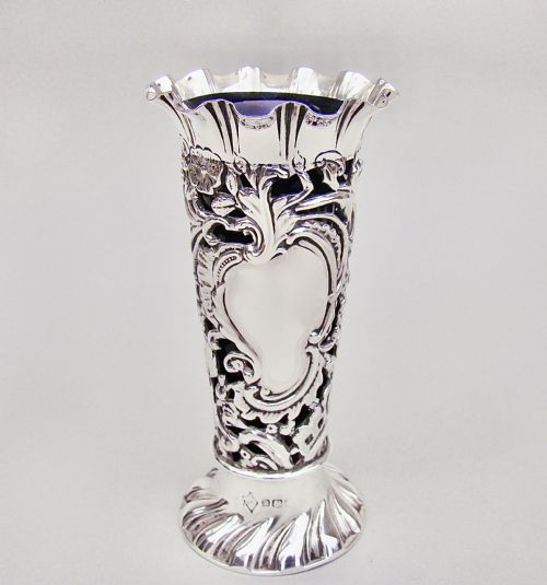 Small Victorian Silver Spill Vase by M Bros, Sheffield 1899