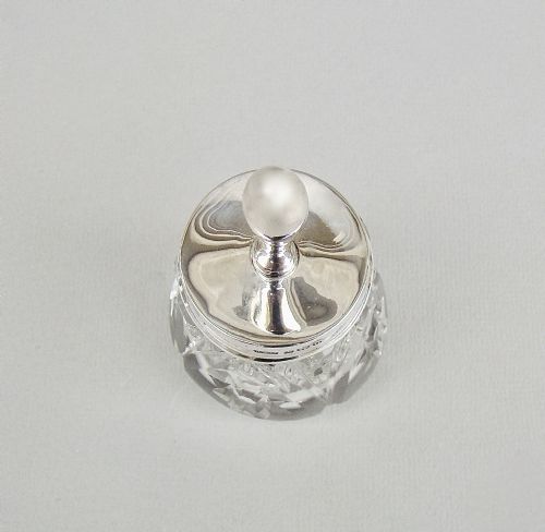 fig 2. ELEGANT GEORGE V SILVER MOUNTED CUT GLASS GLUE POT BY HENRY WILLIAMSON, BIRMINGHAM 1913
