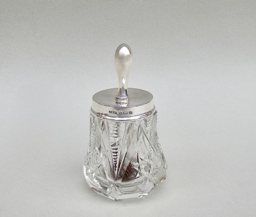 Elegant George V Silver Mounted Cut Glass Glue Pot by  Henry Williamson, Birmingham 1913