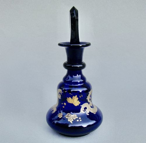 fig 2. EARLY VICTORIAN BRISTOL BLUE & GILT GLASS SCENT BOTTLE, CIRCA 1860