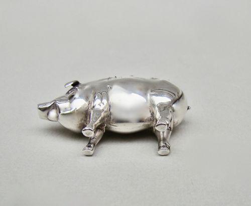 fig 3. EDWARDIAN SILVER PIG PIN CUSHION BY ADIE & LOVEKIN, BIRMINGHAM 1905