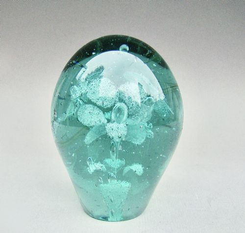 Victorian Green Glass Multiple Flower Dump Paperweight, Circa 1890