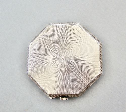 fig 1. RARE AND FABULOUS ART DECO SILVER & GUILLOCHE ENAMEL COMPACT BY ALBERT CARTER, BIRMINGHAM 1936